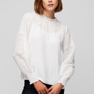 White House Black Market Cream Puff Sleeve Blouse
